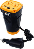 PWD150C 150W Power Inverter for Cup Holders 12v DC to 110v AC with 2 Outlets and 2 Ports