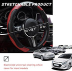 Car Steering Wheel Cover, 15 Inch Leather Breathable Auto Steering Wheel Protector, Comfortable Non-Slip Vehicle Steering Wheel Covers, Universal Interior Car Accessories (Wine Red)