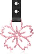 Cherry Blossoms Car Handle Strap Drift Charm Car Accessories Bling Handle Ring for Women Rear Bumper Warning Ring Decor for Auto Bus Interior Exterior Decoration (Pink, Sakura Style)