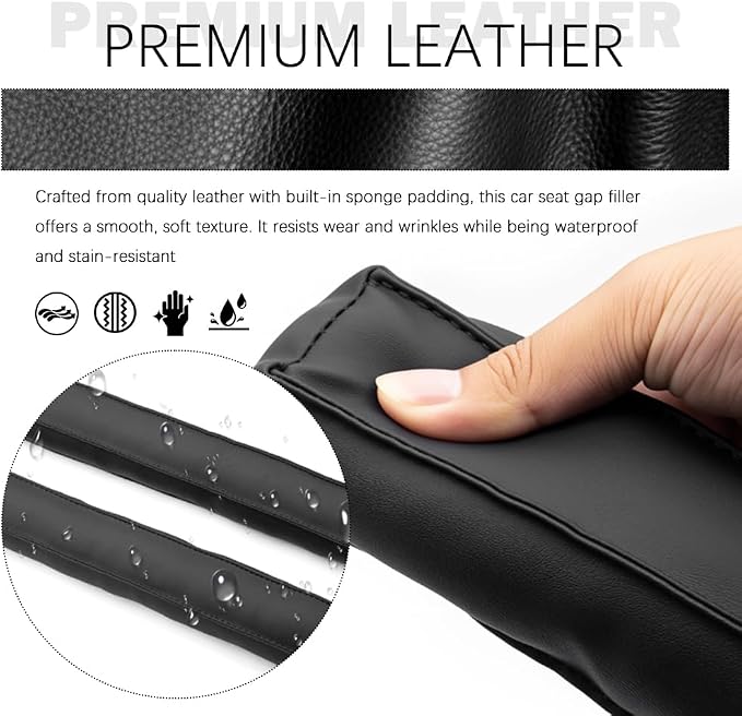 2026 New Leather Car Seat Gap Filler 2 Pack,Premium Car Seat Gap Plug Blocks Phones/Keys from Falling,Universal in Between Cars Seats Catcher for Most Cars/SUVs/Trucks