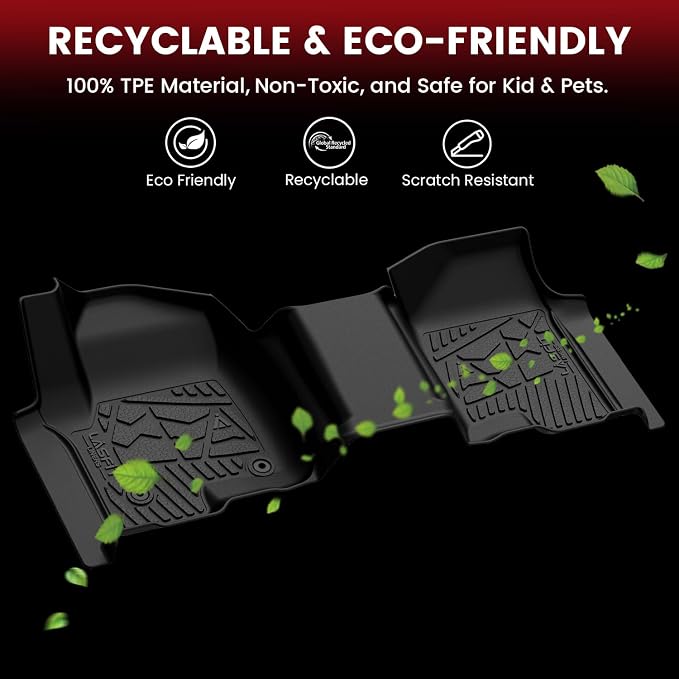 Floor Mats 2019-2026 for Chevy Silverado/GMC Sierra 1500, 2020-2026 2500HD 3500HD (Double Cab/Bench Seat/Without Rear Underseat Storage Box) All Weather TPE Custom Fit Floor Liners