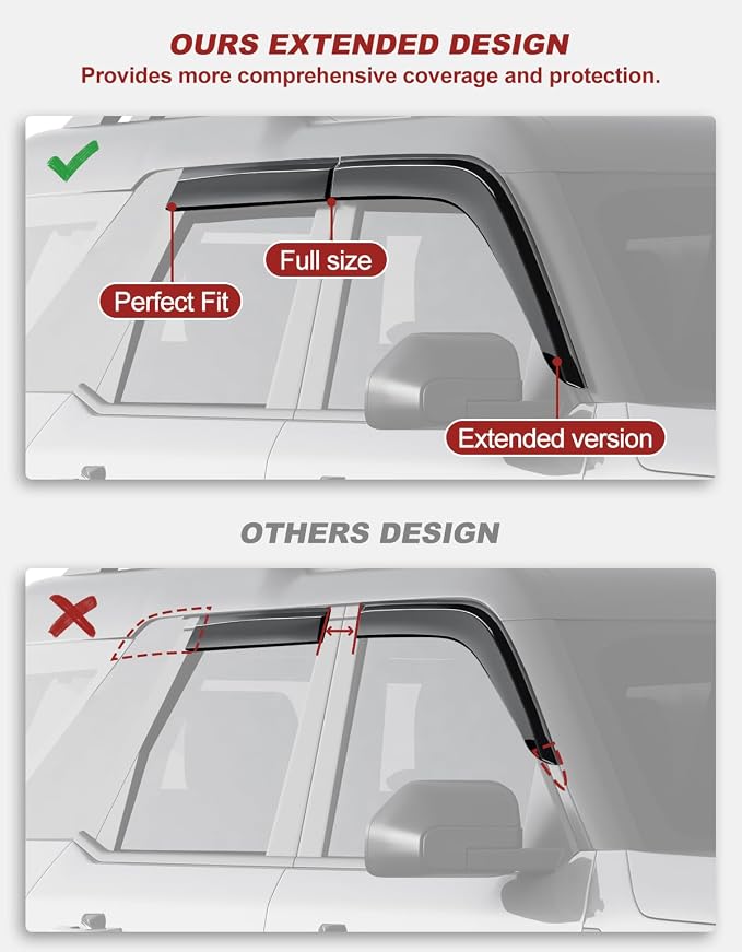 Outside-Mount Window Rain Guards Fit for 2021-2026 Ford Bronco Sport, Extra Durable Window Visors Wind Deflector Dark Smoke Vent Shades Car Tape-on with Thicker