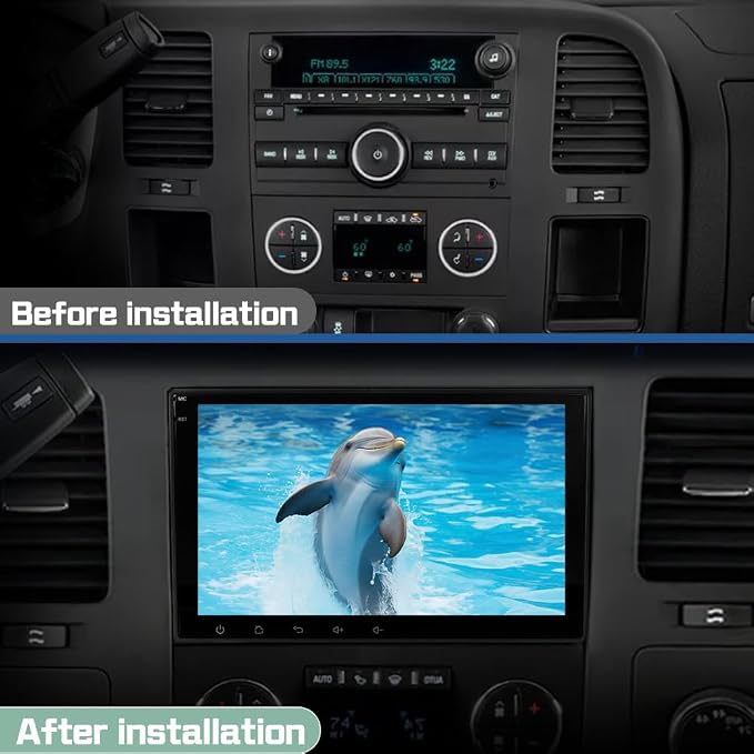 4Core Car Radio Stereo for Chevy Silverado Tahoe GMC Sierra Yukon 2007-2013, 8 Inch IPS Screen with CarPlay Android Auto Bluetooth GPS Navigation Backup Camera