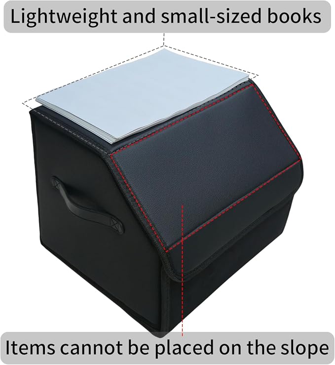 car organizers and storage for SUV,trunk organizer for sedan, leather foldable sleek box with lid,collapsible cargo bins, tool accessories containers,Collapsible Suede velvet (13 inch Covered)