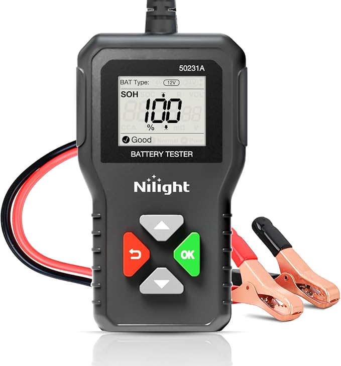 Car Battery Tester 6V 12V 24V Accurate Digital Auto Analyzer 100-2000 CCA Voltage SOH SOC Internal Resistance Test for Cars Trucks SUV ATV Boats Motorcycles Vehicle
