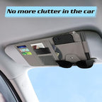 Car Sun Visor Organizer, Leather Pocket Organizer Sunglass Holder for Car Interior Accessories with Multi-Pocket Net Zipper (2 Pack Gray)