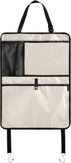 Beige Car Seat Organizer for Kids Backseat Kick Mat with Adjustable Strap Back of Seat Protectors for Car Vehicle SUV 2 Pcs