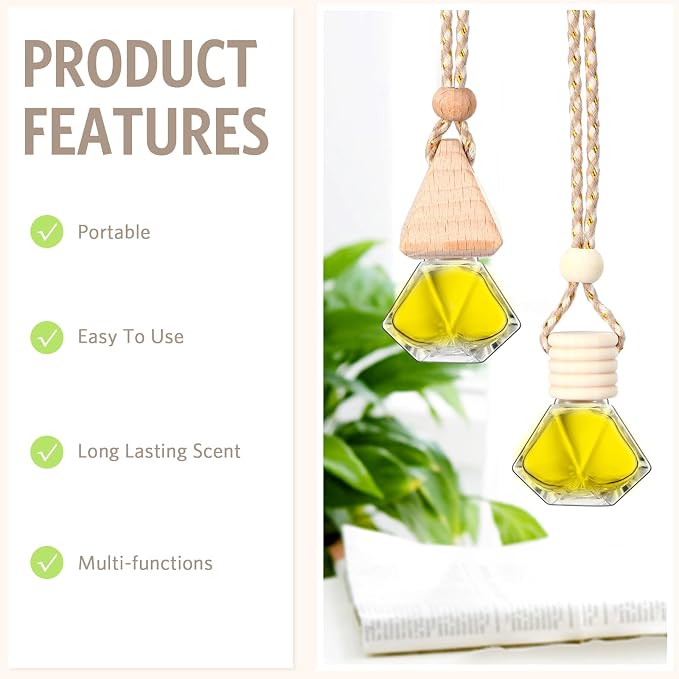 100 Pcs Car Air Fresheners Diffuser with Wooden Cap Empty Aromatherapy Diffuser Clear Car Fragrance Holder Pendant Hanging Perfume Fresheners Bottles for Decor(Diamond,Clear)