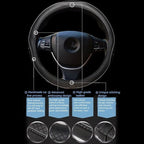 Gomass Car Steering Wheel Cover, Anti-Slip, Safety, Soft, Breathable, Heavy Duty, Thick, Full Surround, Sports Style (Black with Gray Line)