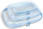 Clear Hard Plastic Zipper Case,Transparent Double Zippers Hard Pouch with 3pcs,Portable Travel Organizer Bin for Toy Storage
