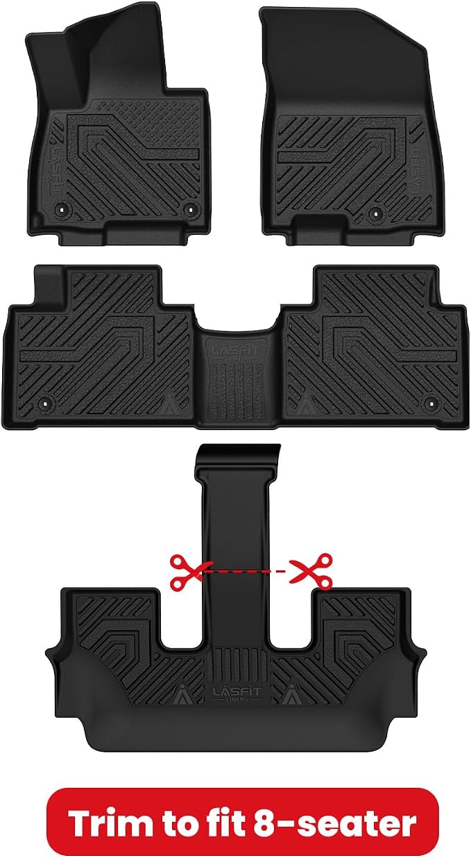 Floor Mats for Kia Telluride 2027 (Only Fit Hybrid, Not Fit Gas), All Weather TPE Custom Fit Floor Liners 1st & 2nd & 3rd Row Car Mats Accessories, Black