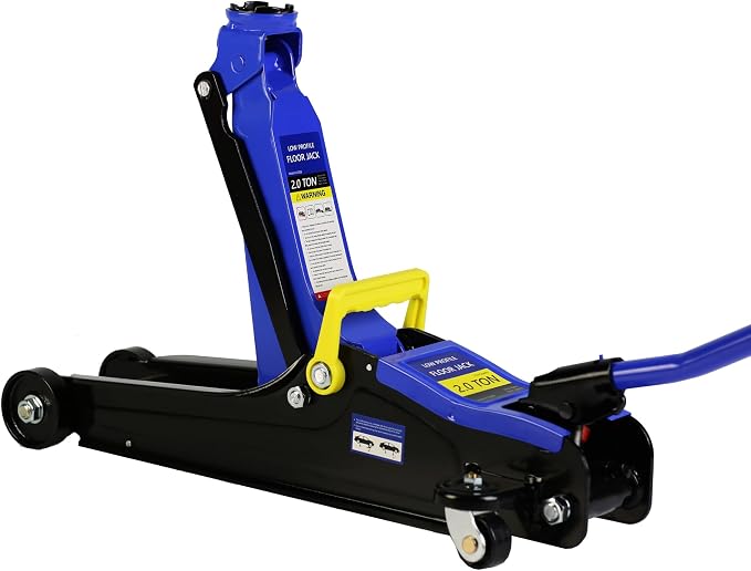 Floor Jack, Professional Heavy Duty Hydraulic Floor Jacks, Low Profile Floor Jacks, Steel Racing Floor Jack w/1 Piston Quick Lift Pump, Floor Jack Lifting 3.3"-15.2" 2 Ton(4400lb)Capacity Blue