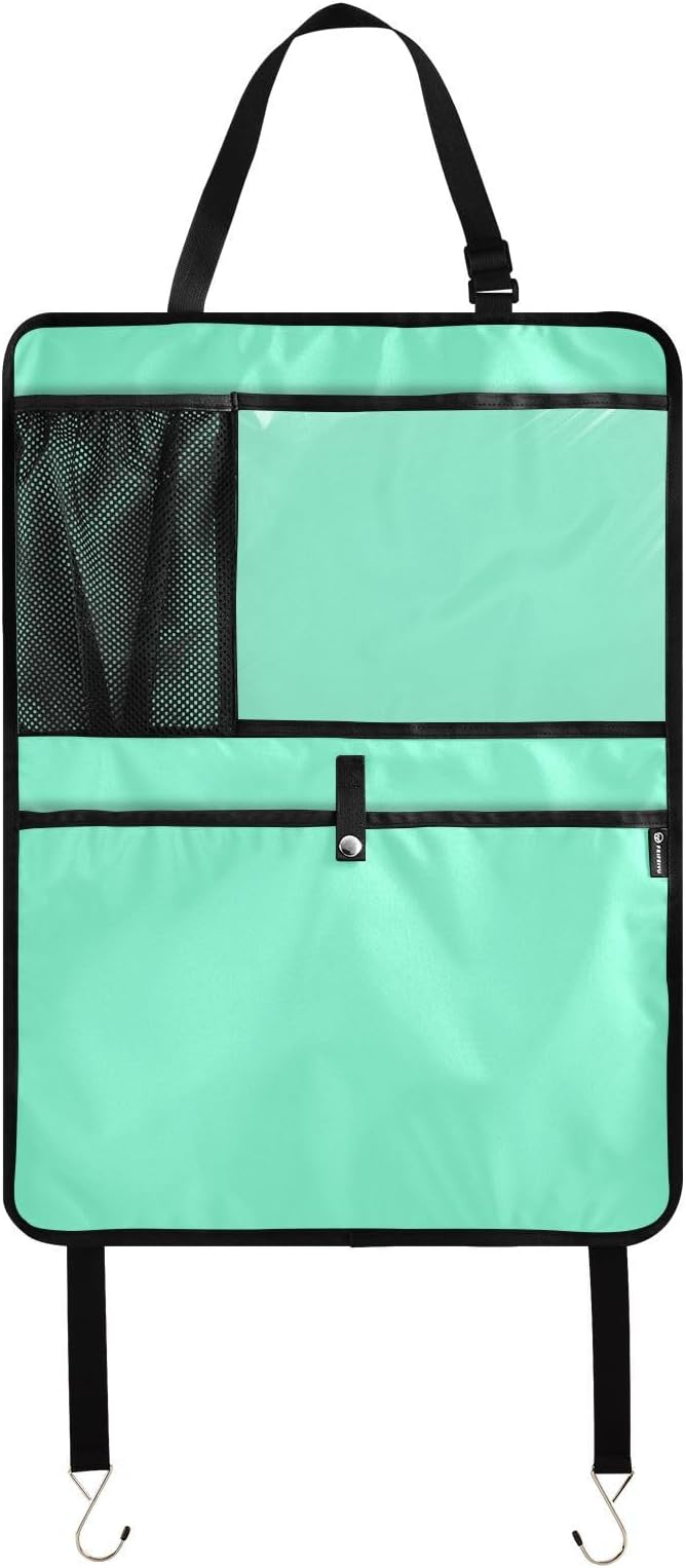Aquamarine Seat Back Protector Car Kick Mats with Pockets Protector, Kick Pads for Back of Car Seat
