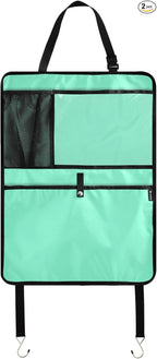 Aquamarine Seat Back Organizer Back Seat Protector with Storage Pockets, 2 Pack Kick Mats for Vehicles To Protect From Dirt