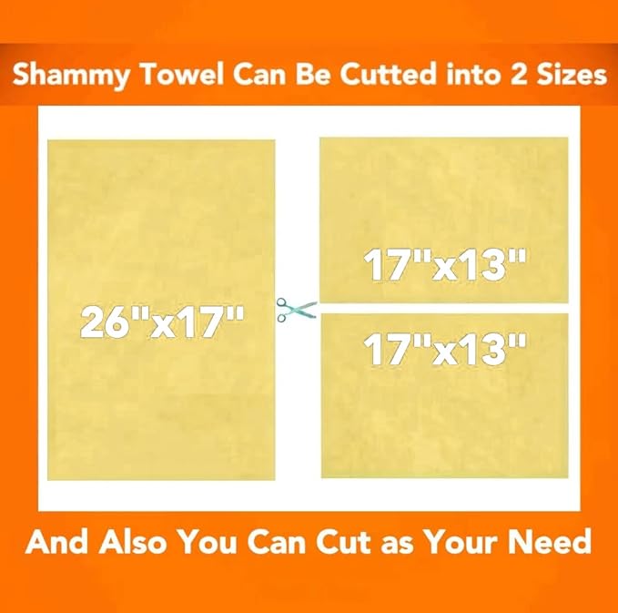 Premium Shammy Cloth for Car Drying - 2pk(26”x17”) - Super Absorbent Synthetic Chamois Towel - Reusable Car Drying Shammy - Scratch-Free Car Drying Towel(Yellow & Yellow)