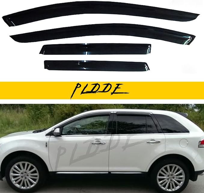 4pcs Window Visors Sun/Rain Guard Compatible with 2007-2014 Edge 2007-2015 Lincoln MKX Outside Mount Dark Smoke 4-Pieces Set