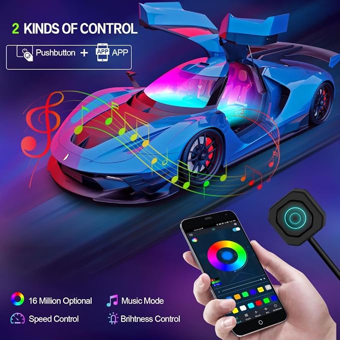 Dreamcolor Acrylic Interior Car Lights, Car Accessories 6 in 1 Car LED Strip Lights with APP Control and 213 Modes, 175 inches 593 LEDs Fiber Optic Lights, RGB Neon Light Kits