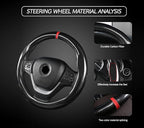 Carbon Fiber Steering Wheel Cover, Universal Standard Size 14.5-15 inch Fashion Sport Auto Car Steering Wheel Accessories for Men, Black
