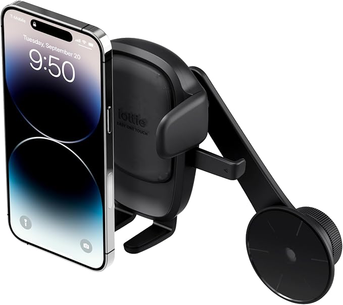 Easy One Touch Advanced Phone Mount for Tesla Model 3 and Model Y Screens - Universal Cell Phone Holder for iPhone, Google, Samsung, Moto, LG, and All Other Smartphones Black