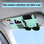 Car Sun Visor Organizer, Leather Pocket Organizer Sunglass Holder for Car Interior Accessories with Multi-Pocket Net Zipper (Blue)