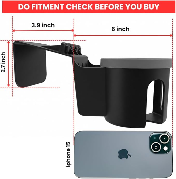 Car Door Cup Holder – Universal Window Cup-Holder with Phone Storage, Felt Protection Pad, No Rattle Fit for Large and Small Cups, Fits Any Car or Truck &18-2023 Tesla Model 3 Y Cup Holder