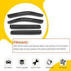 4pcs Compatible with Sun/Rain Guard 2005-2018 Frontier Crew Cab with 4 Full Size Doors Front+Rear Smoke Outside Mount Tape-On Window Visors