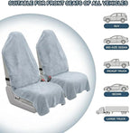 Car Seat Towel Cover, 2pcs Universal Front Seat Protector for Cars, SUVs and Trucks, Sweat Towel Car Seat Cover for Gym, Yoga, Swimming, Pets and Family Travel, Light Gray