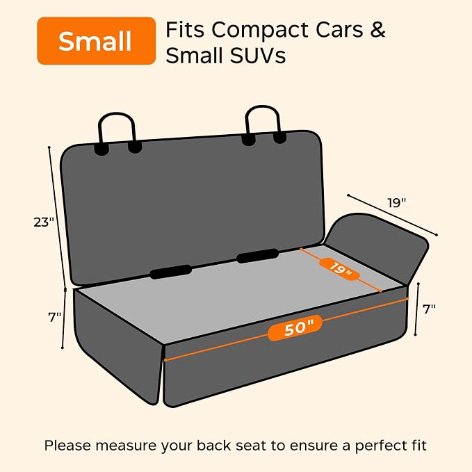 Dog Car Seat Cover for Back Seat - Waterproof Non-Slip Car Seat Protector for Dogs Pet, Scratchproof Back Bench Seat Covers for Compact Cars Small SUVs, Black