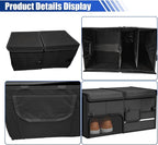 Car Trunk Organizer, Collapsible Multi Compartment Car Storage Box with Lid & Reinforced Handles, Adjustable Waterproof Storage Organizer Accessories for SUVs Cars Trucks (Black)