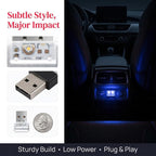 2PCS USB LED Car Interior Atmosphere Lamp, Portable Mini, Blue | 5V USB-A plug-in, soft accent glow, no wiring, decor night light, car accessories for cars, SUVs, trucks