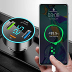 4 Ports Fast Car Charger,[Upgrade Voltmeter Display] PD+QC3.0+USB C Car Charger for 12-24V Cigarette Lighter Plug,Car Phone Charger Compatible with iPhone/Android/Samsung/iPad (QC3.0+Type-C+PD+2.4A)