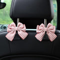 2-Pack Car Purse Hooks for Hanging Purses and Bags, Cute Bow car seat headrest Hooks for Hanging car Purse Hooks. (Houndstooth Pink)