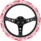 Pink Cartoon Mouse Steering Wheel Cover, Non Slip Polyester Car Wheel Protector for Car SUV Truck, Universal 15 Inch