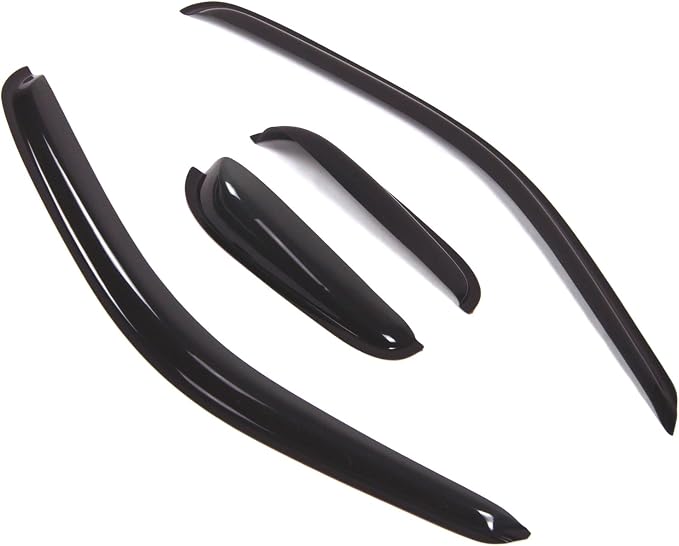 WD2-452 Dark Smoke 4 Pcs Set Window Visor (Outside Mount) Deflector Rain Guard Compatible with 1995-2004 Toyota Tacoma Double Cab/Extended Cab