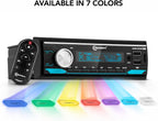 Amplayer G2 Bluetooth Car Stereo Single DIN Media Receiver with Built-in 400W RMS Amplifier, 4 Channels, USB, SD, FM Radio, Hands-Free Calling, Audio Processor & RGB LED Control