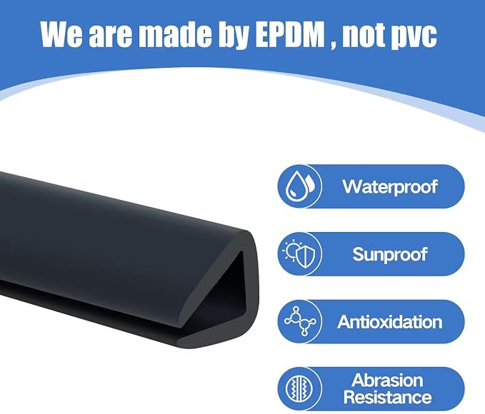 Rubber Edge Trim, 1/4" U Channel Edge Trim, Edge Protector for Plywood, Glasses or Flexiglasses, 1/4 in Flexible U Shaped Gasket, Black Color, Length 20 Ft