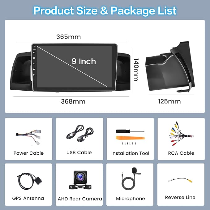 5Ghz WiFi 2G+64G Android 15 Car Radio for Toyota Corolla EX 2005-2012 with Wireless Carplay/Android Auto, 9 Inch IPS Touchscreen for Corolla Stereo with GPS Bluetooth FM/RDS SWC AHD Backup Camera MIC