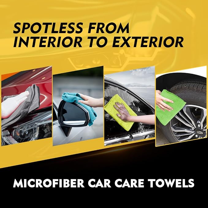 Microfiber Cleaning Cloth 6 Pack, 12.5 x 12.5 Inch Microfiber Towels for Cars, Ultra Absorbent Cleaning Rags, Lint Free Cleaning Towels for Household, Kitchen, Window, and Car, Multicolor