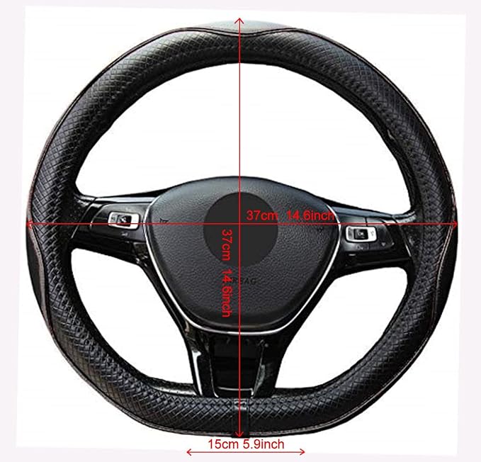 Flat Bottom Steering Wheel Cover Anti-Slip,Safety,Soft,Breathable,Durable,Full Surround,Comfortable Grip Microfiber Leather (D Shape, Black Gray)