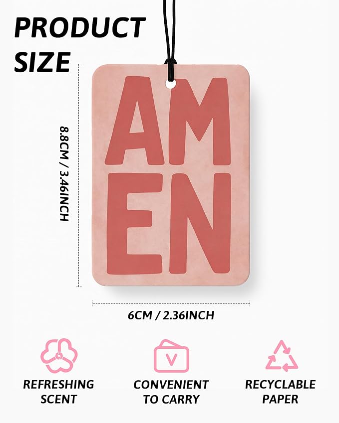 Pink Boho Christian Car Air Freshener 4 Pcs Coconut Scented, Jesus Loves You Car Accessories Mirror Decor, Inspirational Religious Hanging Air Freshener for Cars Closet Drawer Books Kids Room