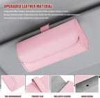 Sunglasses Holder for Car Sun Visor, Leather Auto Eyeglasses Storage Case with Hidden Magnetic Closure, Universal Protective Glasses Organizer Box, Visor Accessories for Woman Man (Pink)