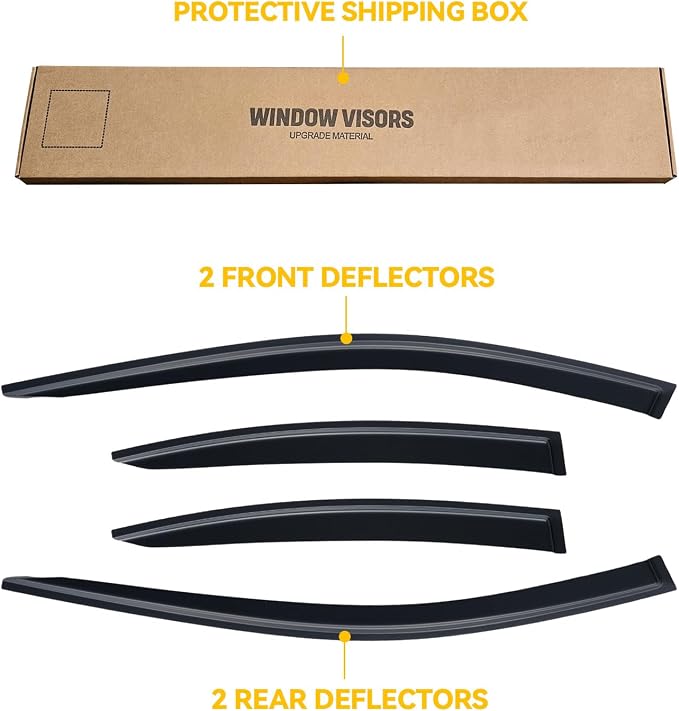Rain Guards for 2025-2026 Toyota Camry, Out-Channel Window Visor Shields Vent Deflector Shade Wind Dark Smoke 25 26, Tape-On Inside-Mount, 4PCS