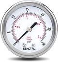 0-30 Psi Low Pressure Gauge, 2" Dial Size, 1/4 NPT Back Mount, Waterproof, Stainless Steel Case, for Water Oil Air Pressure Test