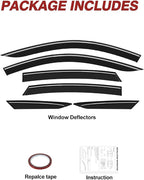 6pcs Outside-Mount Window Rain Guards Fit for 2023 2024 2025 2026 Honda Accord, Extra Durable Window Visors Wind Deflector Dark Smoke Vent Shades Car Tape-on 6-pcs with Thicker