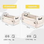 Car Trunk Organizer, Car Organizers and Storage Collapsible Multi Compartment Container Box, Adjustable Car Accessories for SUV Sedan Truck, Large Size, Beige