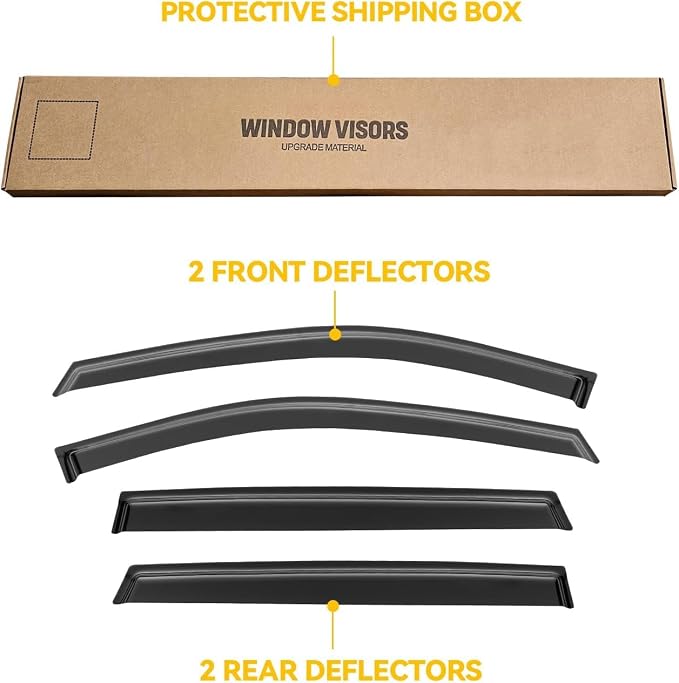 Rain Guards for 2014-2020 Nissan Rogue (Exclude Rogue Sport Models), Out-Channel Window Visor Shields Vent Deflector Shade Wind Dark Smoke 2022 21 22 23, Tape-On Outside-Mount, 4PCS