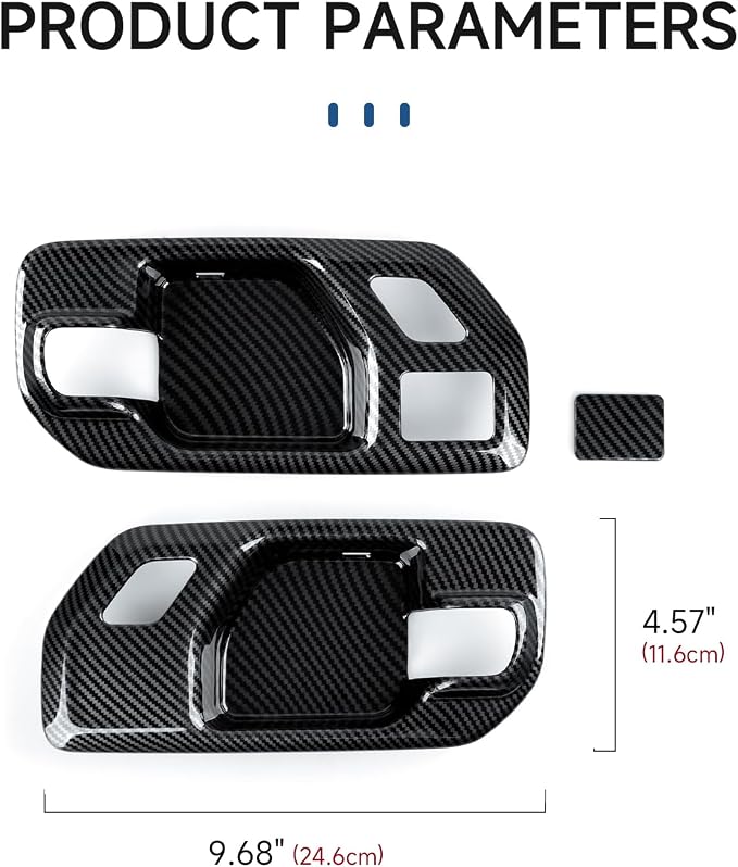 Car ABS Carbon Fiber Front Inner Door Handle Cover Interior Trim Side Mirror Decor for 2019-2025 Chevy Silverado | for 2019-2021 GMC Sierra 1500 2500 3500 HD Accessories