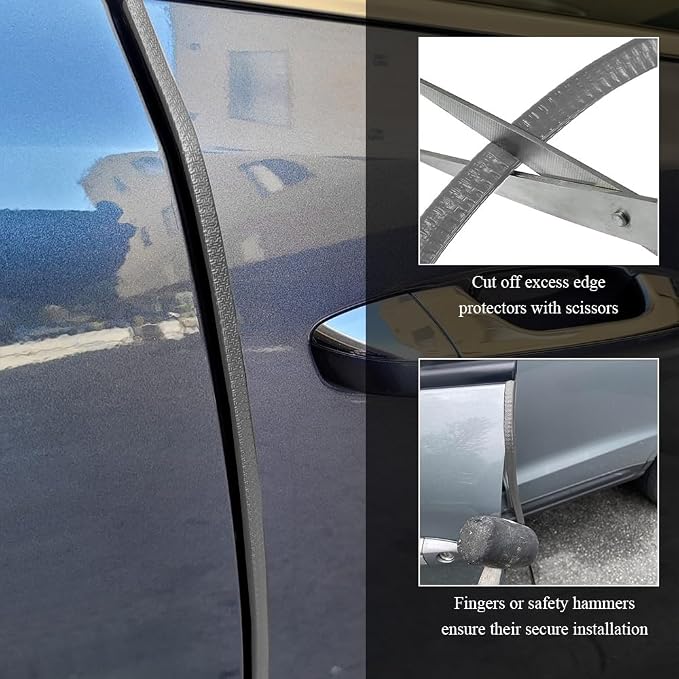 16.4Ft(5M) Car Door Edge Guards, Car Door Protector, U Shape Edge Trim Rubber Anti-Collision Seal Protector, No Glue Required Auto Entry Guard Seal Strips Fit for Trucks SUVs Sedans (Gray)