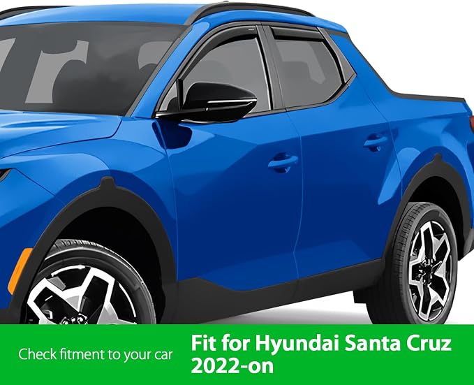 Goodyear Shatterproof in-Channel Window Deflectors for Hyundai Santa Cruz 2022-2026, Rain Guards, Window Visors for Cars, Vent Deflector, Car Accessories, 4 pcs - GY008454