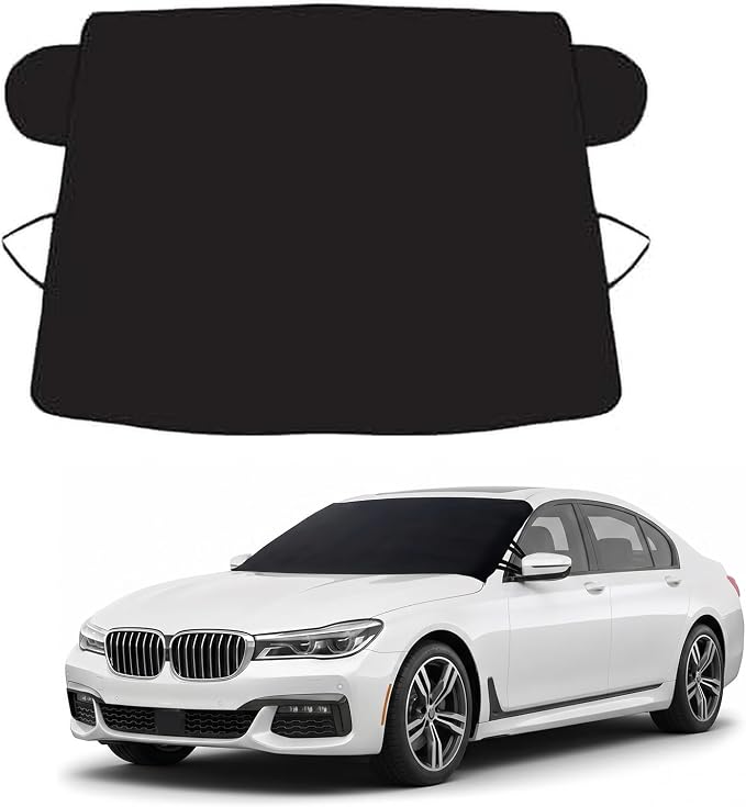 Exterior Car Windshield Cover, Oxford Fabric All Weather Windshield Snow Shield for Windshield & Mirrors, Blocks Snow Ice Frost, Anti-Theft Door Flap, Fits SUV Sedan Truck (69"x42")